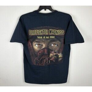 Vintage Y2K 2005 Fire Fighter Madness Big Graphic T-Shirt / Black / Size Large
